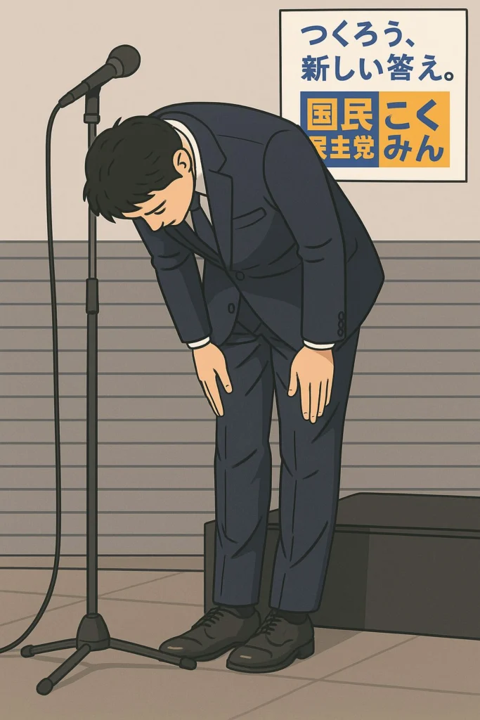 国民民主党・玉木雄一郎代表の不倫スキャンダル謝罪会見のイメージ画像