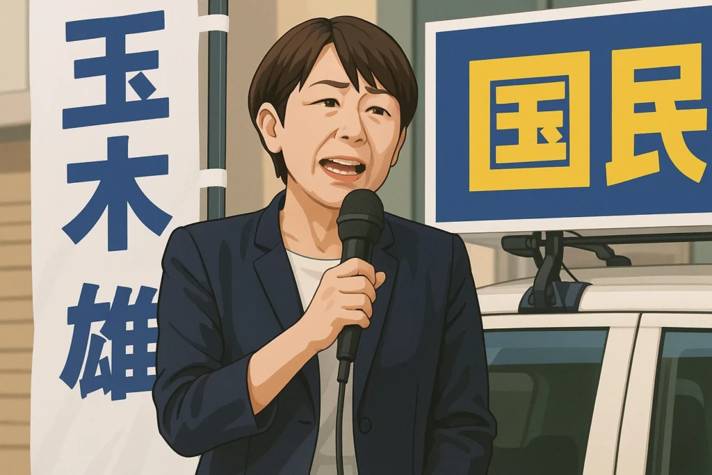 国民民主党から参院選に出馬することになり、党の街頭演説に姿をみせた山尾志桜里・元衆院議員のイメージ画像